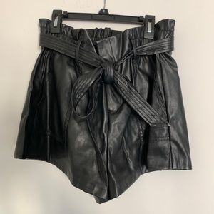 Black leather shorts